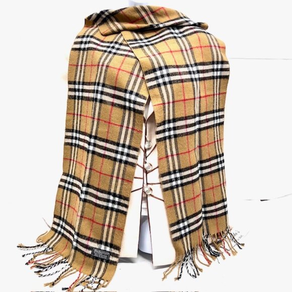 Burberrys London 100% Lamswool 72x12" Brown Black Nova check Made in England(70 - Picture 7 of 7